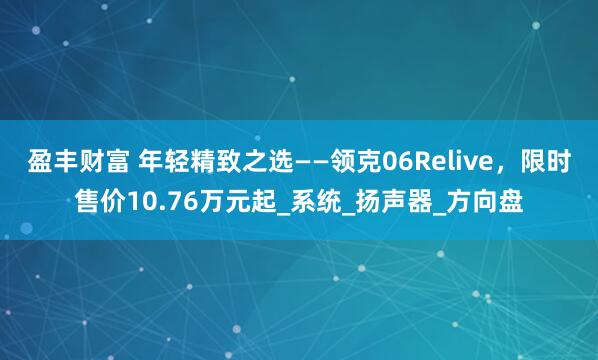 盈丰财富 年轻精致之选——领克06Relive，限时售价10.76万元起_系统_扬声器_方向盘